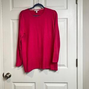 Isaac Mizrahi Live Textured Fuchsia Pink Scoopneck Cotton Viscose Sweater Size L